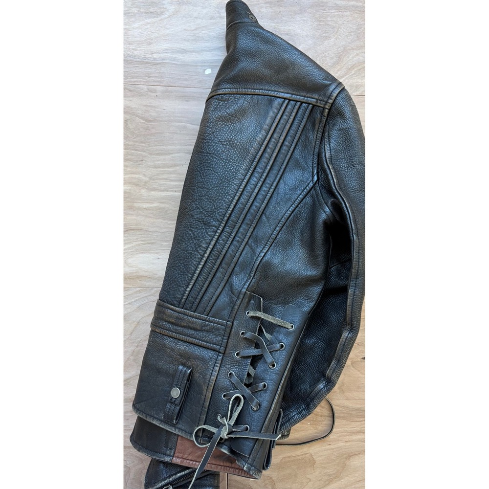 Vintage Ralph Lauren Roberts Brown Leather Rare Moto Jacket Distressed Womens M - Picture 16 of 16